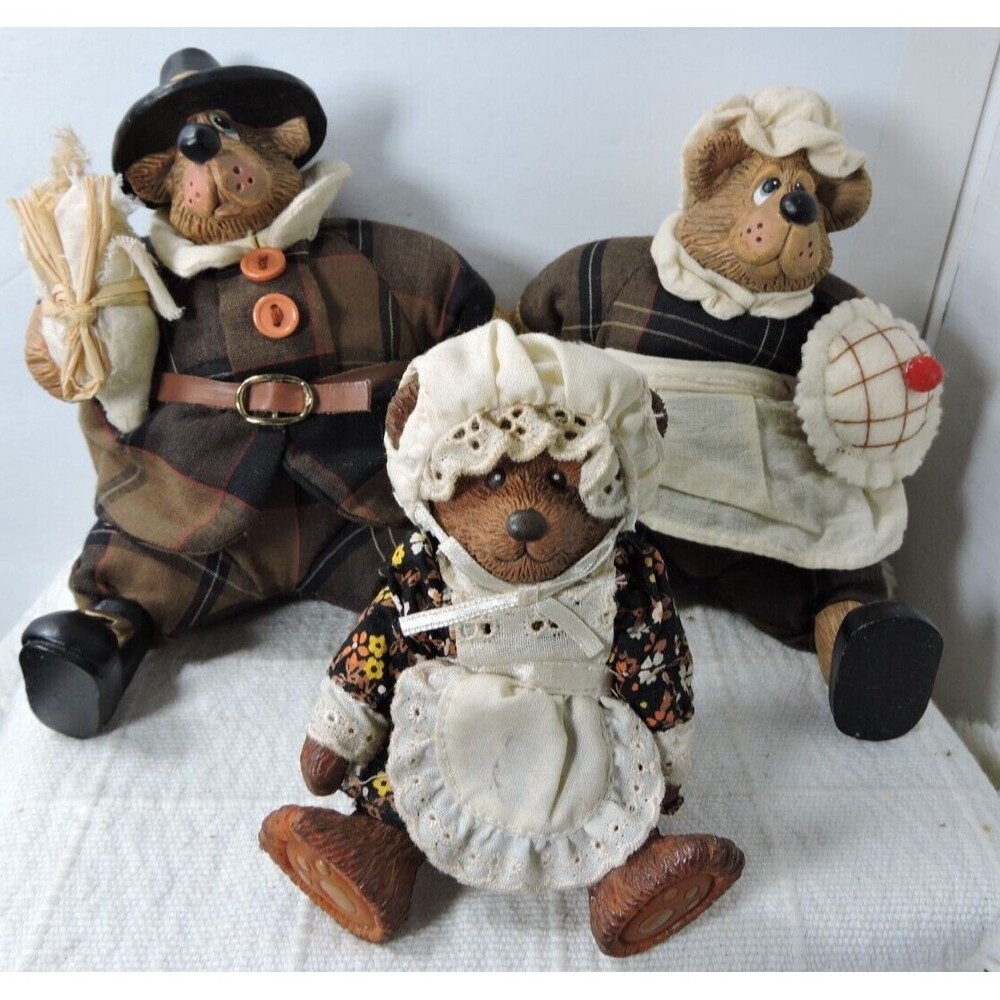 Russ set of 3 thanksgiving bears Joshua/Josette/and baby girl